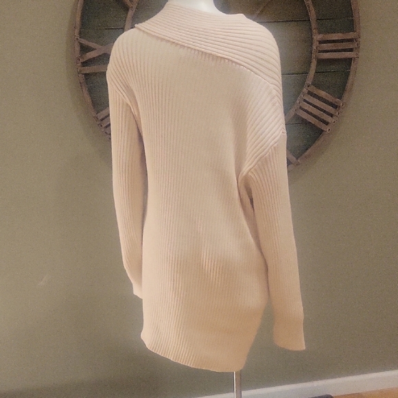 Free People Beach Alba Ribbed Knit  Sweater Tunic Dress In Powder Sand - Picture 4 of 12